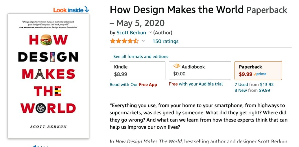 berkun's tweet photo. How Design Makes The World is 50% off in print editions on Amazon U.S. this week. 

Buy it for that friend, coworker or family member who you reaaally wish understood good design and what you do for a living.  

#designholiday #designgift #ux https://t.co/mD7VGsO0f7 https://t.co/aJM51CG4BB
