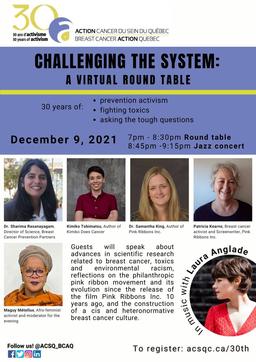 Looking forward to ranting about pink ribbon culture and environmental racism with @ACSQ_BCAQ!