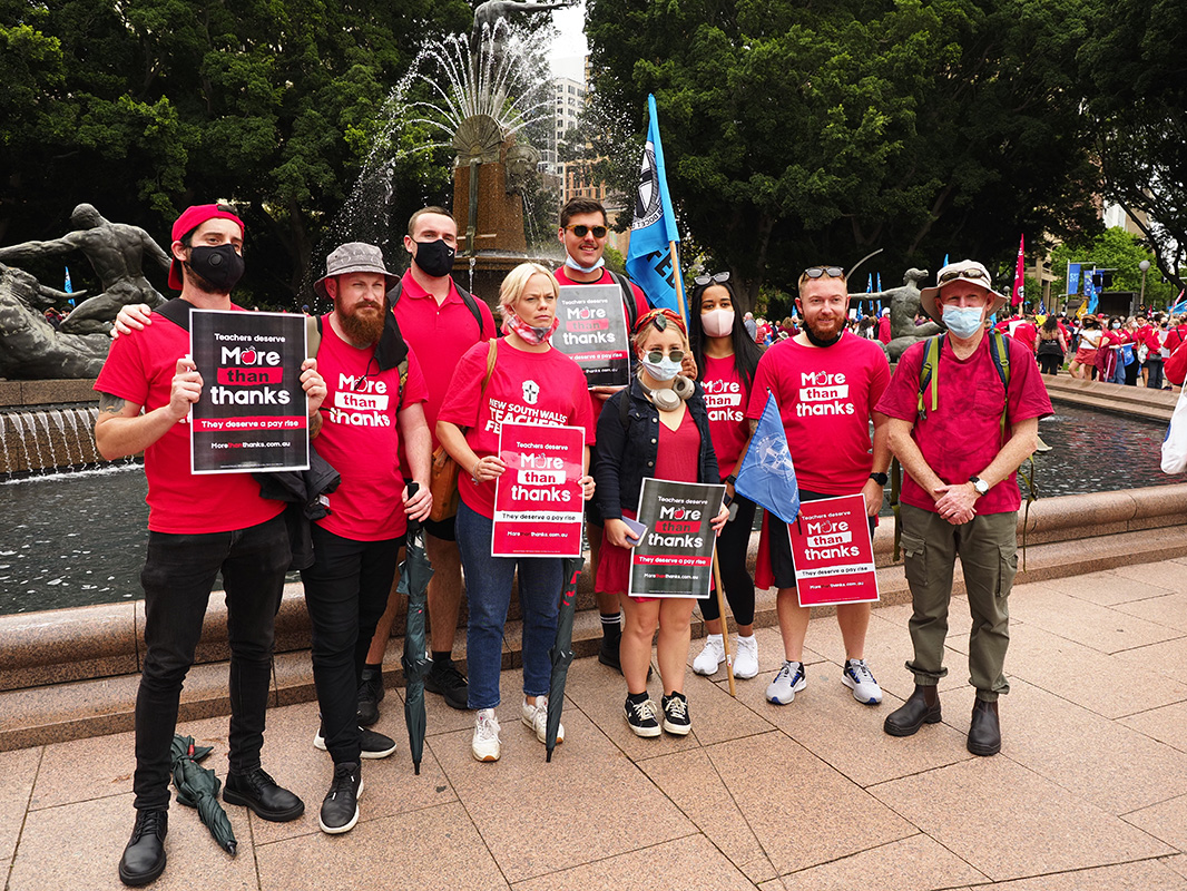 TeachersFed's tweet photo. Members are gathering in Sydney today to send a message to the Premier, teachers and principals deserve #MoreThanThanks https://t.co/iCrbZllKt7