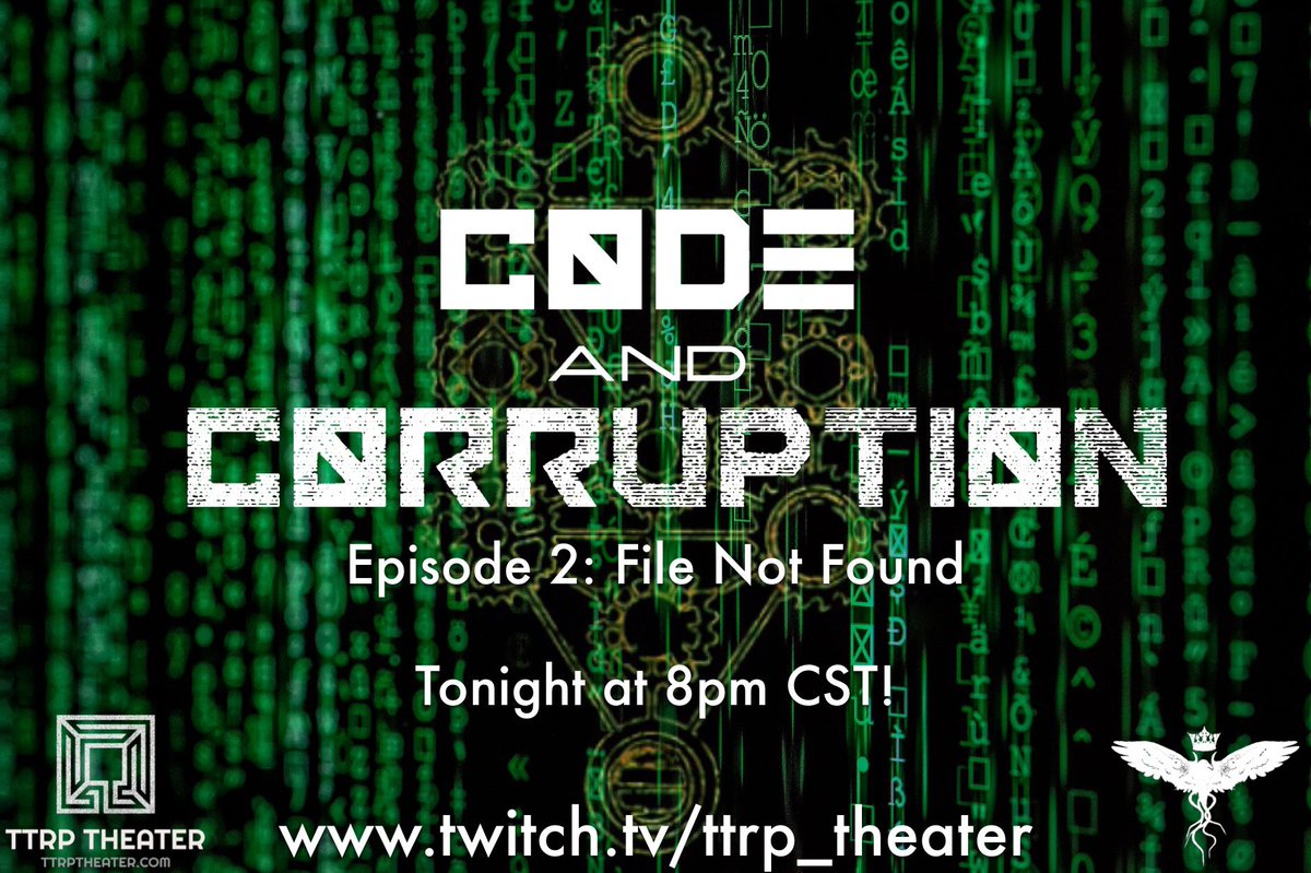 TTRPTheater's tweet photo. Code &amp; Corruption continues tonight on TTRP Theater!

https://t.co/uKfeEuFRV9

#helmgast #kultdivinitylost #tabletopgames #ttrpgs #ttrpgstream #horrorrpgs #streaming #streamingrpg #tabletopstreaming #horrorgames #twitch #twitchstreamer #twitchtabletop https://t.co/hH6X07TDTj