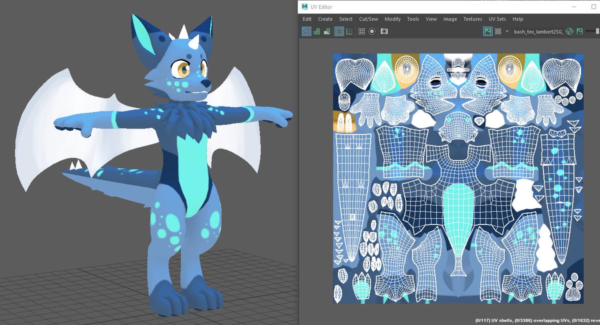 Any healthy 3D model needs a well organized and clean UVMapping~ (Even if they take forever to do q.q) #3DModel #VRChat #Commission