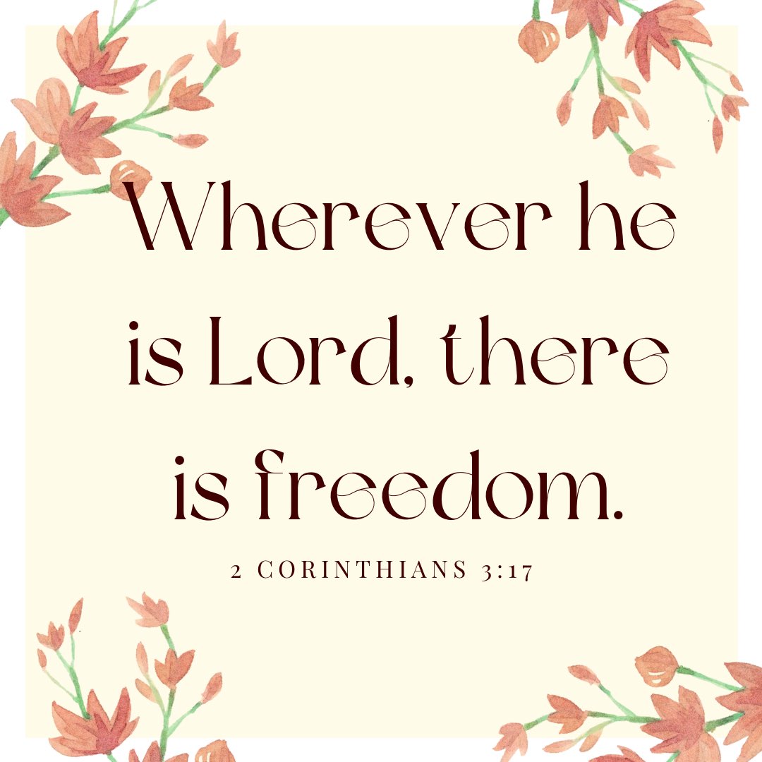 MaureenAtv's tweet photo. Now, the “Lord” I’m referring to is the Holy Spirit, and wherever he is Lord, there is freedom. | 2 Corinthians 3:17 TPT
•
•
•
#freedom #lord #corinthians #verse #wordforwinners https://t.co/4K1bwR7uP4