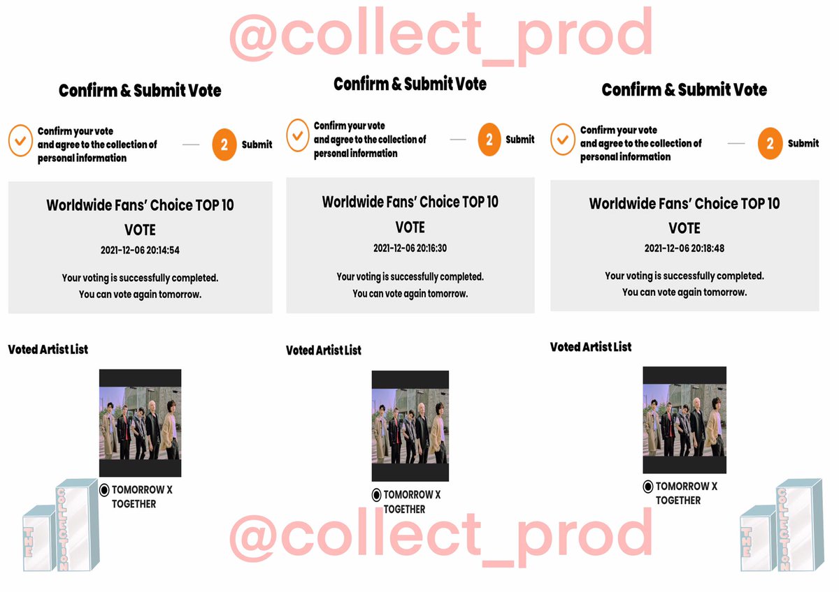 collect_prod's tweet photo. Congratulations to #txt for winning the poll!! We casted 5 votes for them. Proof below!!

#MAMAVOTE  Thank you for joining! https://t.co/Y56XjmLdpm