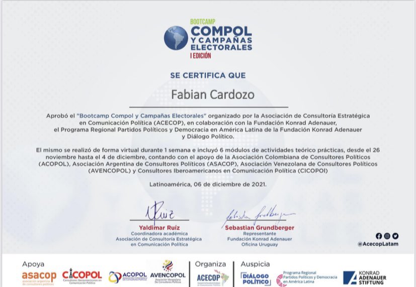 facardozo's tweet photo. Seguimos trabajando para cada día ser mejores: @acecoplatam @kasmontevideo  @dplatinoamerica por estas tremenda experiencia del #BootcampCompol Gracias. https://t.co/E35sRmHWpu