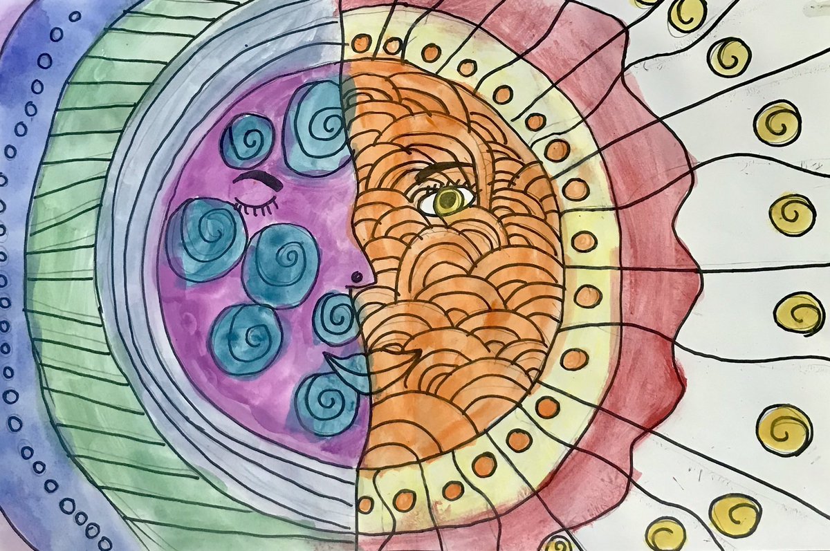 MissWhitsonArt's tweet image. 3rd grade warm and cool color sun and moon art project. @WalledLkSchools @DublinWL  #wleced