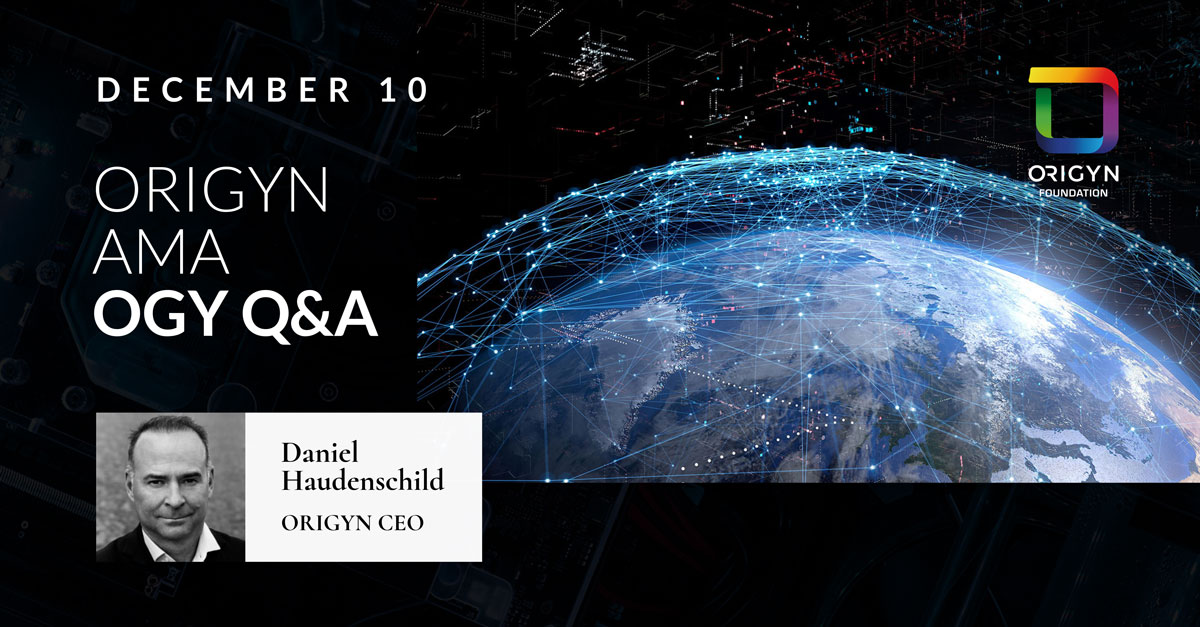 ORIGYNTech's tweet photo. AMA Dec.10th at 6:30 PM UTC. For our valued community members, we are providing access to Daniel Haudenschild, CEO of ORIGYN Entreprise, for another pop-up AMA on the OGY utility token. Submit your questions at https://t.co/nJCFLt5aEo with the #AskORIGYN hashtag! See you there! https://t.co/f2zghzOhoq
