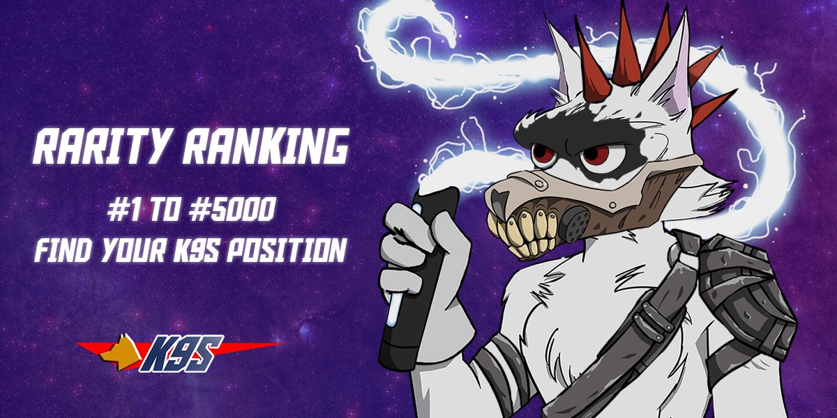 We have 5⃣ different rarity levels, but does it mean that every SP or SSR are the same? To answer this question we built a rarity explorer!🐺
Insert your K9S # and find out its ranking position.

👇👇👇
rarity.k9snft.com
