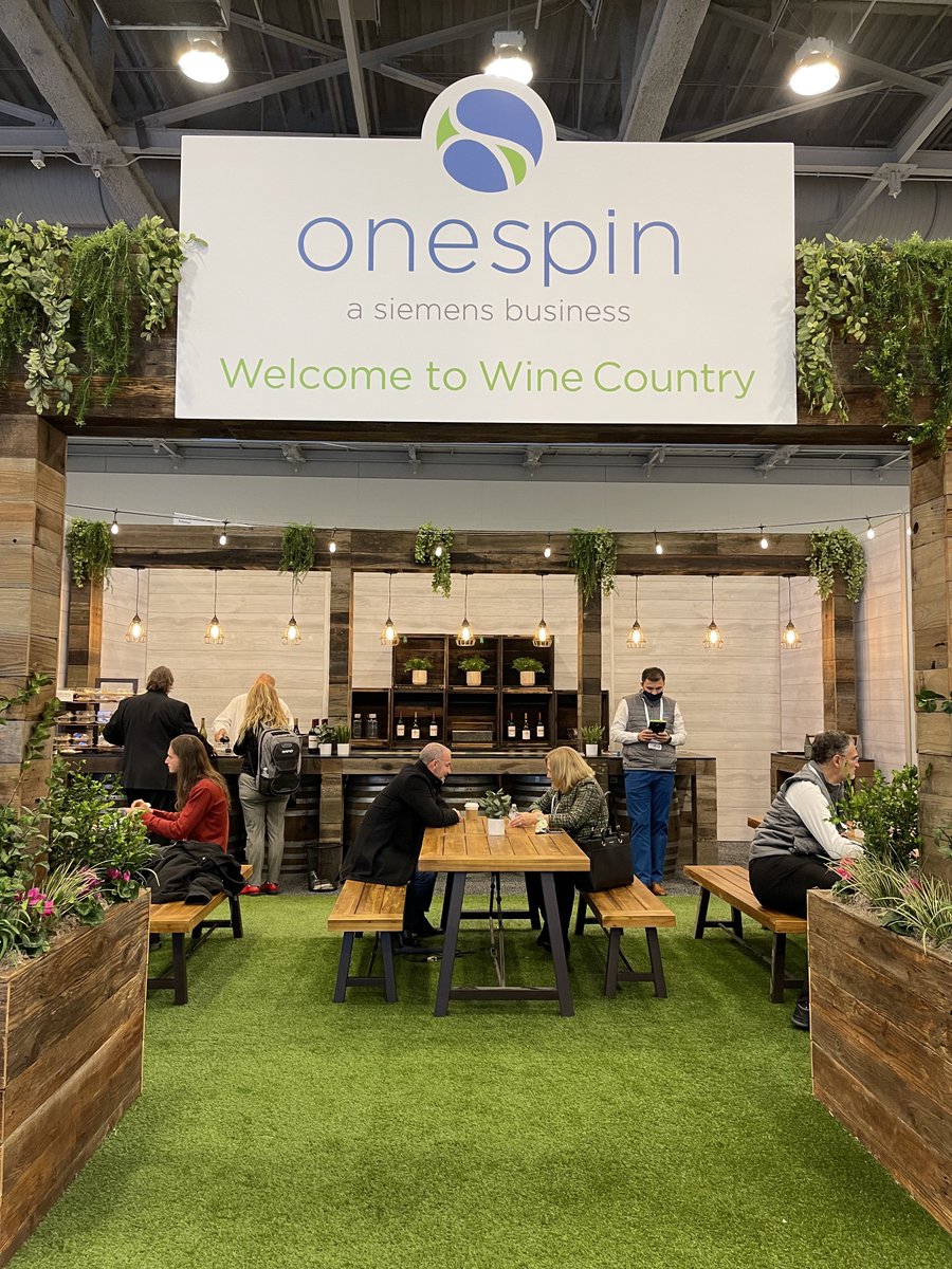 OneSpinSolution's tweet photo. We're having a great time at the Design Automation Conference in San Francisco! Stop by the OneSpin exhibit booth (1st floor, #1539) for wine and cheese—they pair perfectly with #formalverification! #58thDAC @58_59DAC https://t.co/y9WOpKZhg0