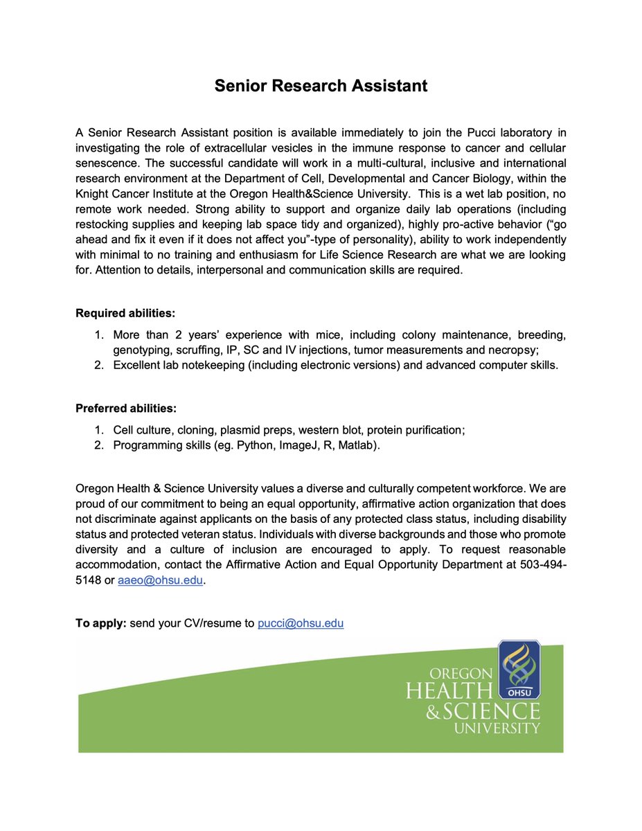 We're hiring! Check out the deets below #science is #fun