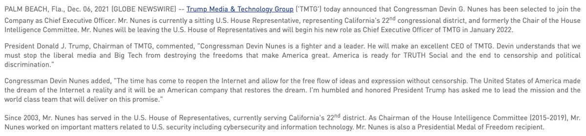 ByronYork's tweet photo. Trump Media &amp; Technology Group statement on Devin Nunes: https://t.co/anhzOHJ3FA https://t.co/dlB24p7vt3