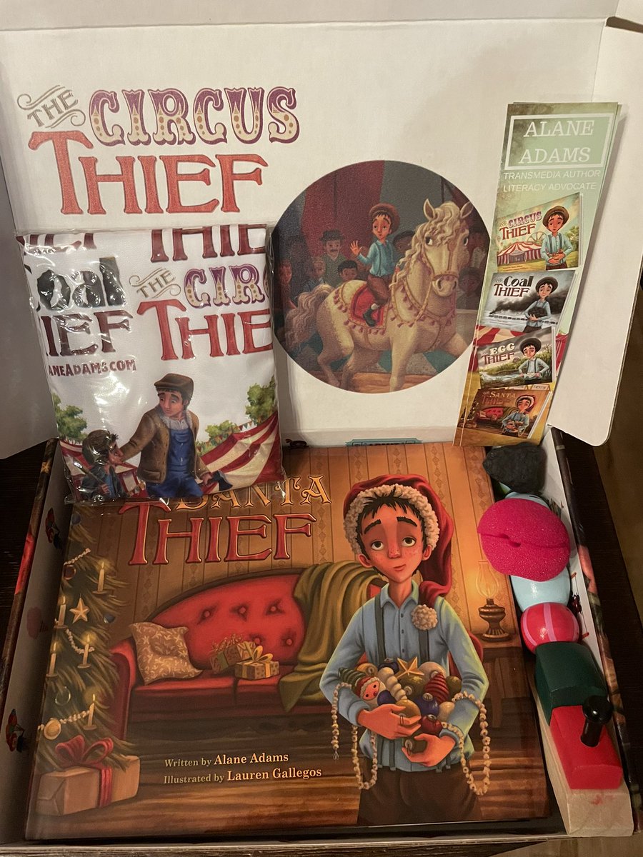momkohls's tweet photo. I’m SO excited to bring this amazing box of books and treats to school to show my kids! They love The Coal Thief and will be thrilled to read the other 3! @AlaneAdamsBooks thanking you for making this a set to purchase! #books #teachertwitter #prettybox https://t.co/37DMHpUA1U