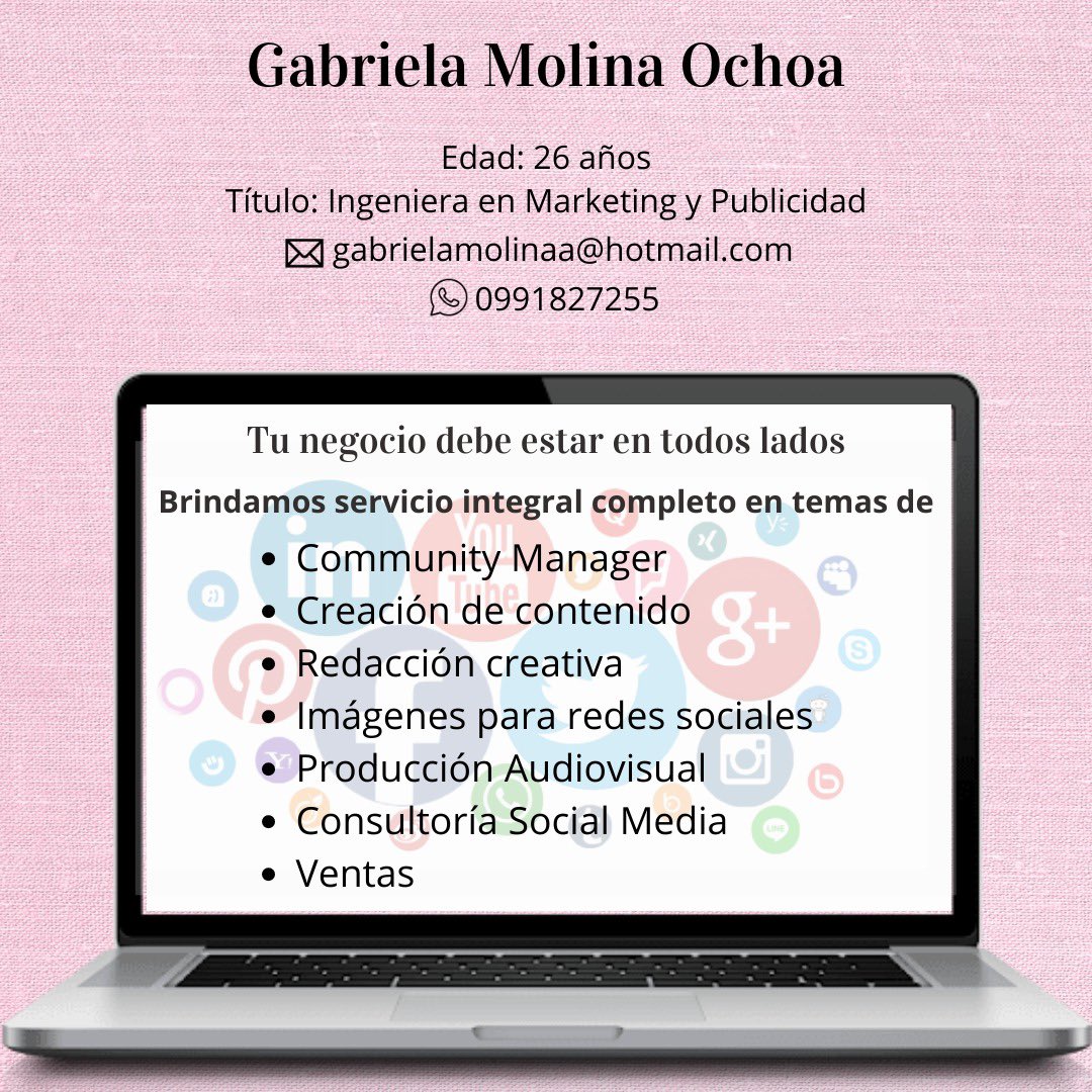 Gabrielamoolina's tweet photo. Llegue a ecu hace 3 semanas y estoy buscando trabajo freelance porque en febrero viajo de nuevo, así que porfa hagan rt a este tweet y si saben de algo me avisan!! Gracias ☺️ https://t.co/C40WyUxnTr