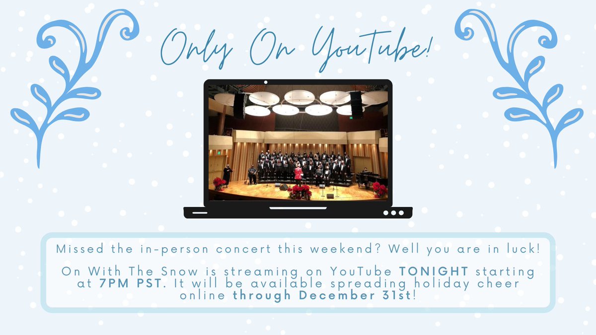 Missed the in-person concert this weekend? Check it out at youtu.be/0n8qs5_0G7o. It will be available spreading holiday cheer online through December 31st!

#HolidayEvents #wcslaholidays #lgbtqplus #nonprofit #arts #music #community #tistheseason #virtualconcert