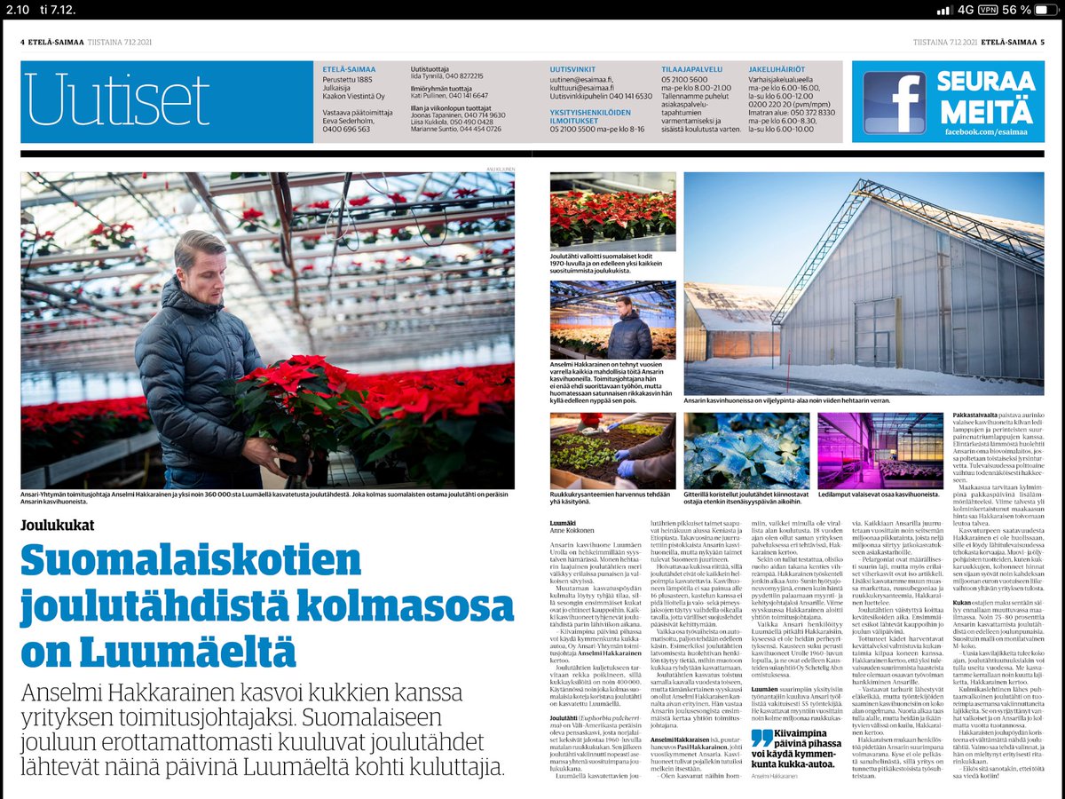 Uskotko joulupukkiin? Ihan vapaasti, mutta joulutähdistä joka kolmas tulee Ansari-Yhtymän kasvihuoneista Luumäeltä. Siellä alkaa lähipäivinä säpinä, kun tähdet alkavat matkansa kauppojen kautta suomalaiskoteihin. #kauniistikotimainen #joulukukka <a href="/Kauppapuutarhal/">Kauppapuutarhaliitto</a> <a href="/KangasNiina/">Niina Kangas</a>