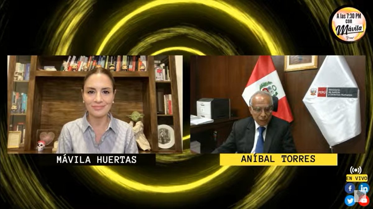 🔴 #AHORA | El titular del MINJUSDH, @anibaltorresv, brinda entrevista a @MavilaHuertasC vía @SudacaPeru.