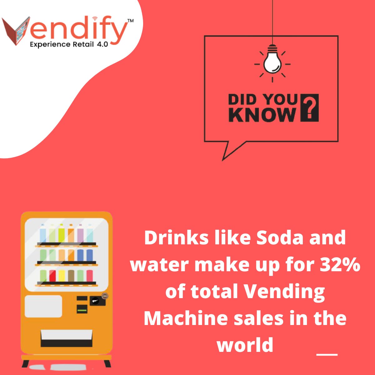 vendify_in's tweet photo. DID YOU KNOW?
Drinks make up 32% of the total Vending Machine sales in the world.
#vendingmachine #smartvendingmachinesolutions #smartvendingmachines #vendingmachineinindia #vendingmachineIndia #Indianandvendingmachine #retailmarketing #retailanalytics #vendingbusiness https://t.co/FHlavumeKk