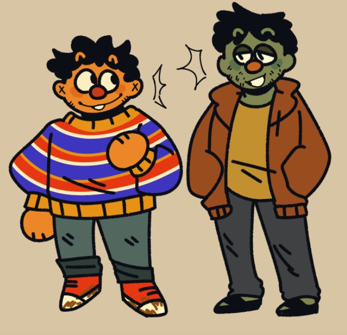 wolfille's tweet photo. gay roommates all look the same 🙄 #sesamestreet #avenueq https://t.co/GwxZCddMy2