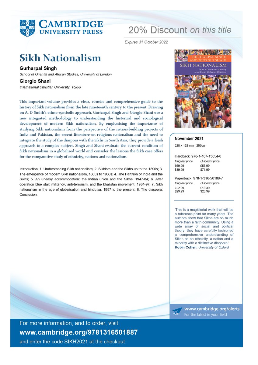国際基督教大学社会科学研究所 ICU SSRI (@icussri) on Twitter photo Dear All,
We are pleased to announce a new publication on Sikh Nationalism from Professor Gurharpal Singh (from the University of London) and Professor Giorgio Shani (from ICU). We are also sending a discount flyer attached. Please check it out! 
With <a href="/GiorgioShani/">Giorgio Shani</a> Dear All,
We are pleased to announce a new publication on Sikh Nationalism from Professor Gurharpal Singh (from the University of London) and Professor Giorgio Shani (from ICU). We are also sending a discount flyer attached. Please check it out! 
With <a href="/GiorgioShani/">Giorgio Shani</a>