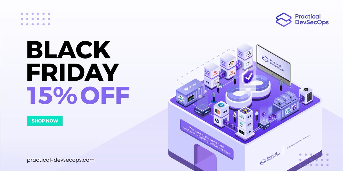 PDevsecops's tweet photo. 5 days only! Get upto 180 USD off on DevSecOps Courses. 

That’s the biggest discount we have ever offered. 

This sale will end on Dec 1.

https://t.co/1DHw5QnNsc

#DevSecOps #BlackFriday2021 #CyberMonday2021 https://t.co/nJNPLljKN9