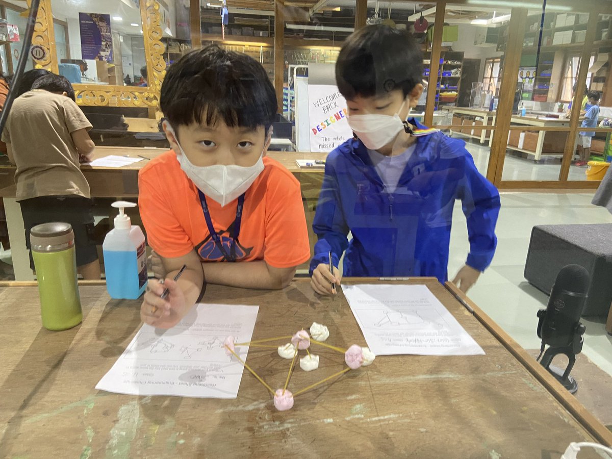 AISCElementary's tweet image. Grade 4 students design marshmallow structures that can withstand an earthquake. #AISCGrade4 #AISCintheClassroom