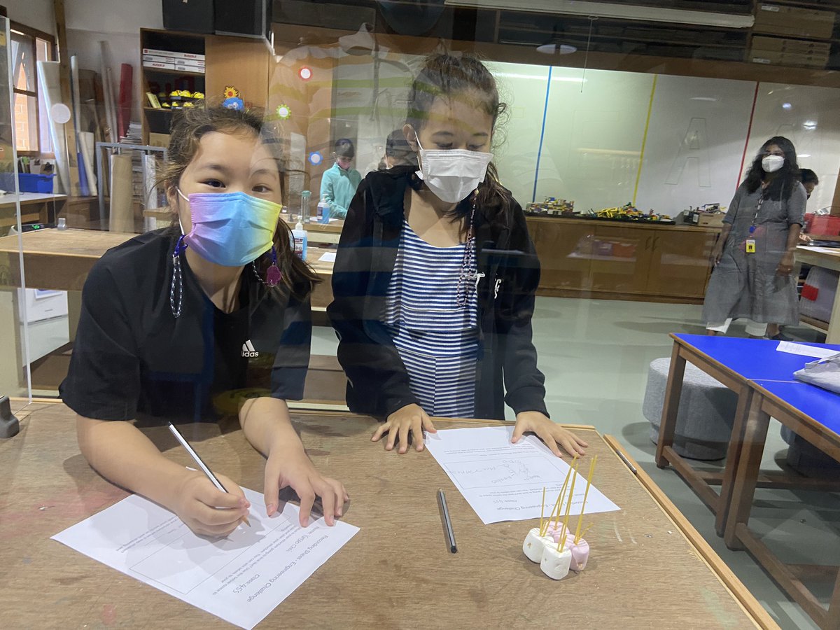 AISCElementary's tweet image. Grade 4 students design marshmallow structures that can withstand an earthquake. #AISCGrade4 #AISCintheClassroom