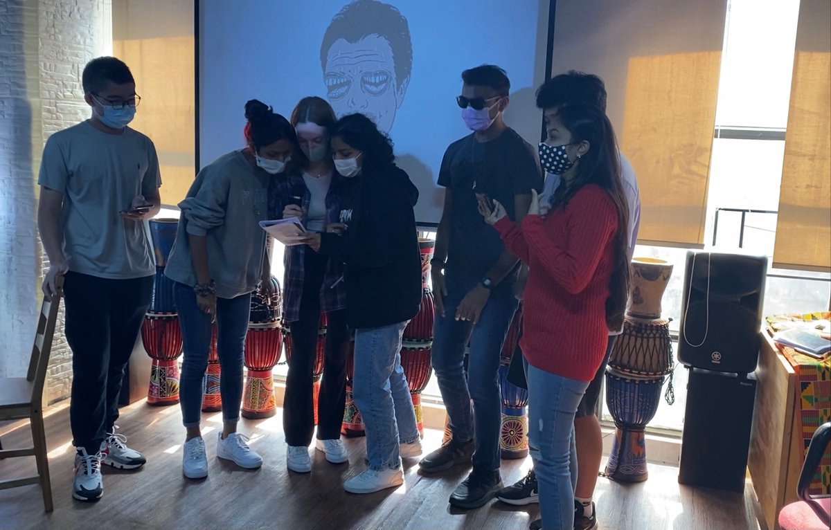 KimberlyW08's tweet photo. Students learned more about refugees and asylum seekers in HK, flexed their rhyming skills in a rap and hip-hop culture workshop, competed in an African trivia contest, and ate delicious Ethiopian food. @OELPAIS @wing_mwing @aishongkong #FG2L2021 #OELP #UNSDs #Beyondtheredbricks https://t.co/yswCO5yAJU