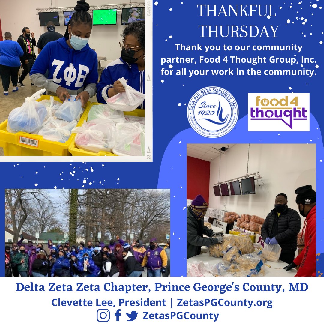 ZetasPGCounty's tweet photo. #ThankfulThursdays
Thank you, Food 4 Thought Group, Inc, for all of your work in the community ๐
#Service #F4Thought #ZetaPhiBeta #ZPhiB #ZetasPGCounty https://t.co/VrMDAbSqqn