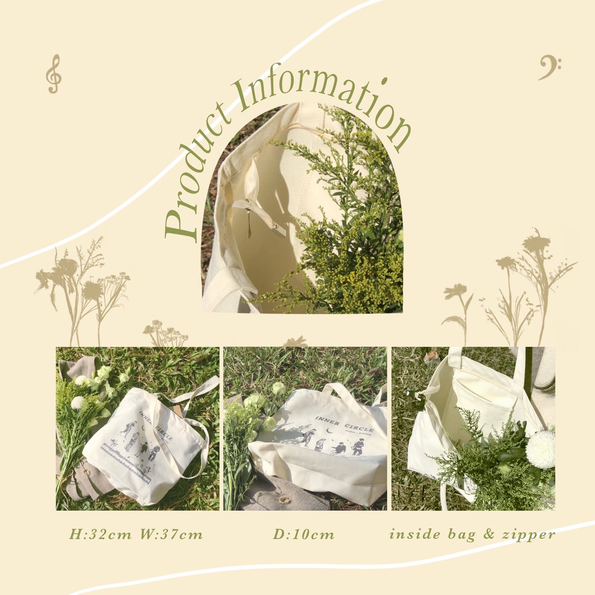 [🎵Garden Movement of Canvas Bag] 
The score made by the #WINNER is called #INNERCIRCLE However, the melody is the LOVE song “really really”

💐Price: NT$630/1bag
💐Payment Method: PayPal 
💐Quantity: 20