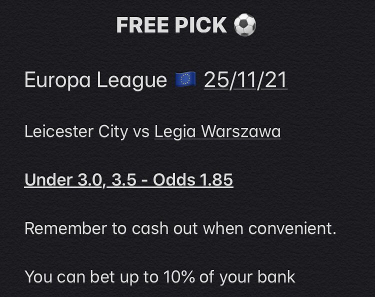 Smart_Tipster1's tweet photo. Don’t miss round 5 of the @EuropaLeague group stage and make a profit!!

#EuropaLeague #groupstage #LeicesterCity #TheFoxes #JamieVardy #KingPowerStadium #LegiaWarszawa #Legioniści #MahirEmreli #freepicks #freebets #freetipster #tipsterforlife #smarttipster #soccertipster #soccer https://t.co/prUBu2SVOh