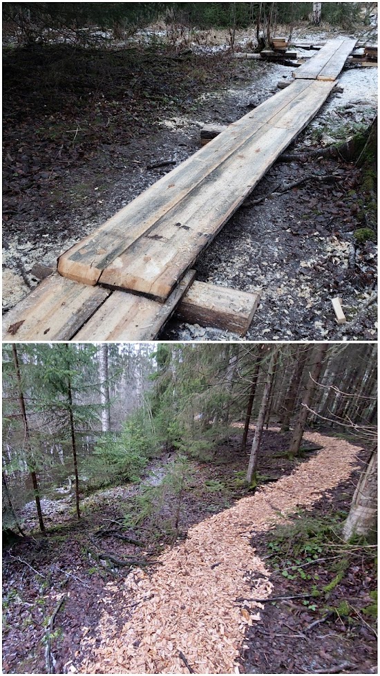 TuroSalo's tweet photo. Tuli eilen taas kannettua pitkospuu tarpeita ja puuhaketta polulle Pärrinkosken luonnonsuojelualueella.
#Peltolammi #peltsumultsu #osallistuvabudjetointi
@Ekokumppanit rakentaa. https://t.co/qgJhH4JV0h