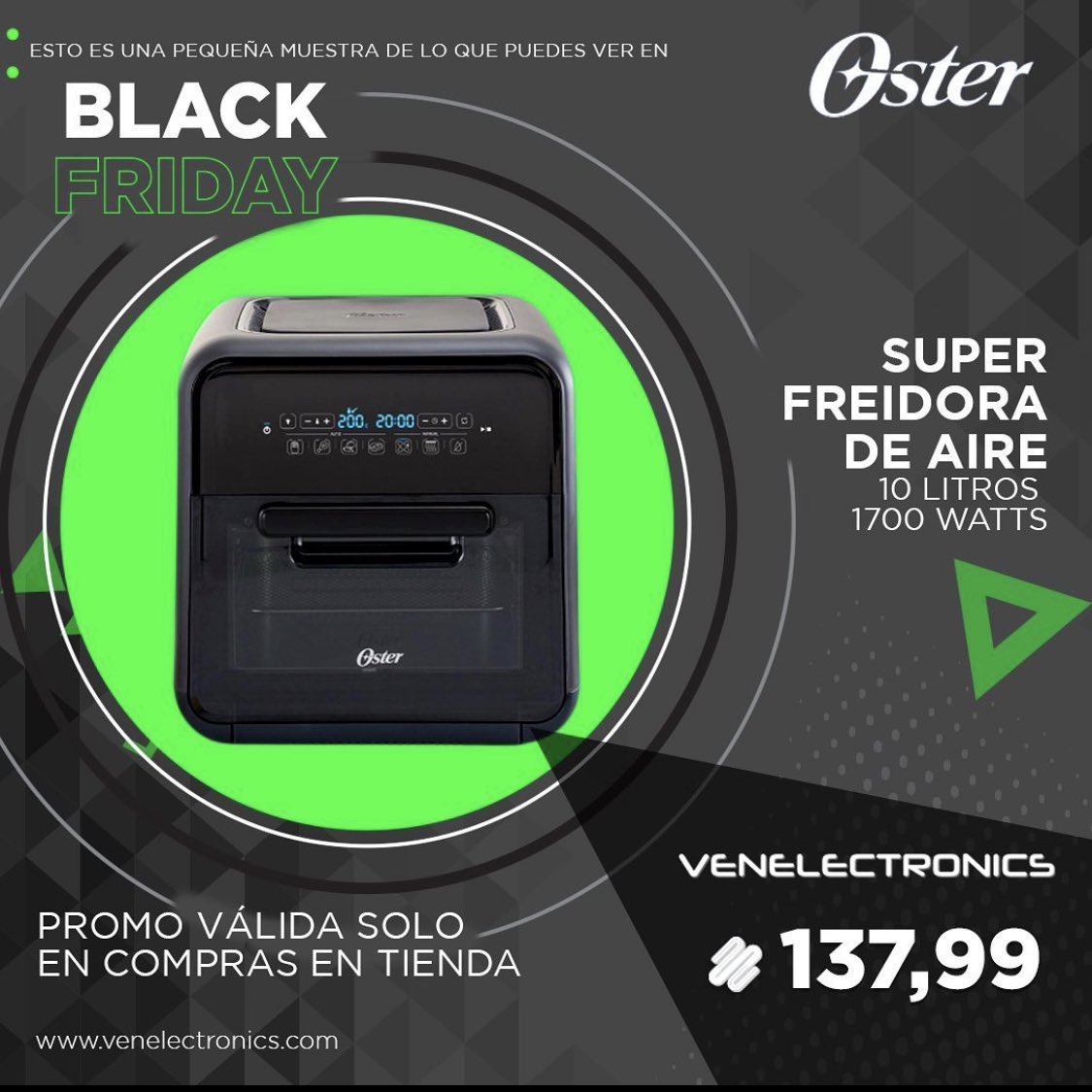 venelectronics1's tweet image. ¿Quieres seguir cocinando delicioso, pero sano? 🔥Lo que necesitas es una freidora de aire para hacer tus recetas aún más saludables. Por suerte, venelectronics te trae esta #promoción de una freidora de aire marca Oster.