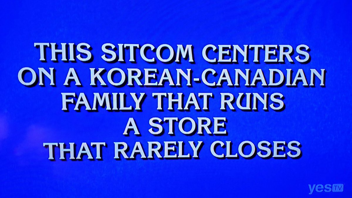 royjanke's tweet photo. Hey @KimsConvenience was a clue on @Jeopardy tonight...cool. @CBC https://t.co/cxzfTw7dI1