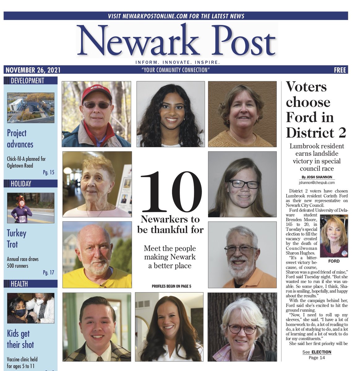 nwkpost's tweet photo. COMING FRIDAY: We're excited to debut our special Thanksgiving feature "10 Newarkers to be thankful for." We profiled 10 people who have made Newark a better place through their volunteer work. Look for it in Friday's paper, or get a sneak preview here: https://t.co/l0ywBL0wXP https://t.co/BccRD9llDL