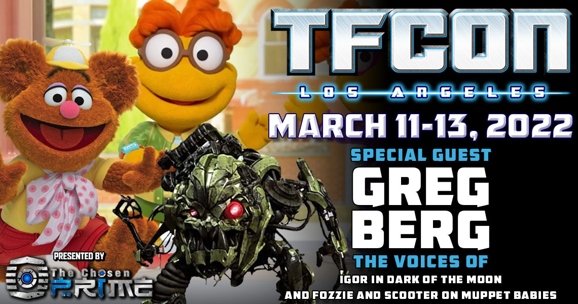 tfconofficial's tweet photo. TFcon is pleased to announce #GregBerg the voice of #Igor in #Transformers #DarkoftheMoon will be a guest at TFcon Los Angeles 2022. He is also known as the voice of #Fozzie and #Scooter on #MuppetBabies
Presented by The @chosenprime
Tickets on sale now at https://t.co/Ep429aoE5y https://t.co/034tZAOw15