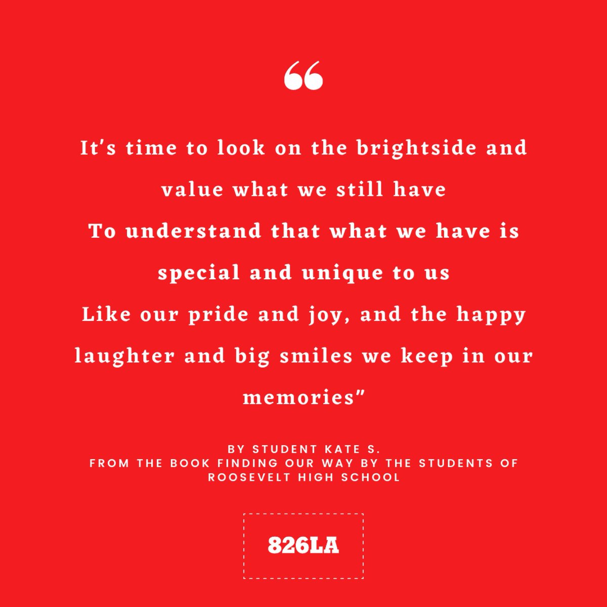826LA's tweet photo. #StudentWritingWednesday Feeling thankful this week ✍️❤️😌
Excerpt from the passage "World of Suspense" by RHS Ethnic Studies student Kate S.
Read the full book "Finding Our Way" free on our Virtual Hub: https://t.co/V1qJtyQW0z https://t.co/y9uz7NJ2Gr