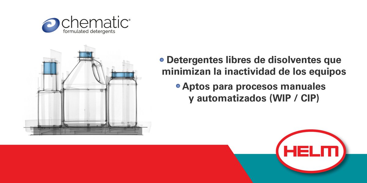 HelmDeMexico's tweet photo. Ponemos a tu alcance la línea de detergentes especializados Chematic® fabricados por Dober, para limpiar equipos de la industria farmacéutica, nutracéutica y cosmética. ¿Deseas saber más? ¡Mándanos mensaje!
#HelmDeMéxico #Chematic https://t.co/yszHW9nKar