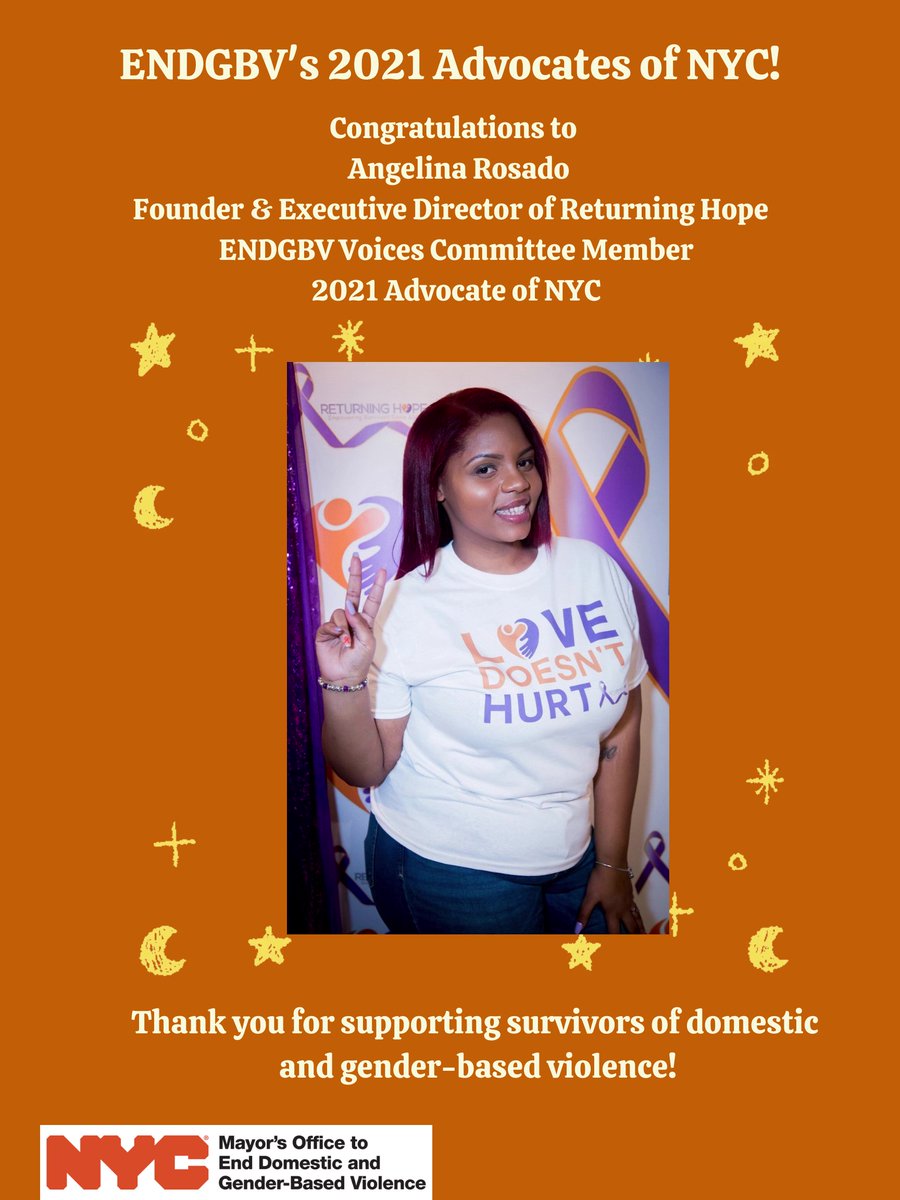 nycendgbv's tweet photo. Thank you, Angelina Rosado, Founder &amp; Executive Director of Returning Hope and ENDGBV Voices Committee Member for supporting survivors of domestic and gender-based violence! #NYCAgainstGBV #OrangeTheWorld @returninghope @Returning_Hope @ReturningHopeinc https://t.co/xiChd6yVjG