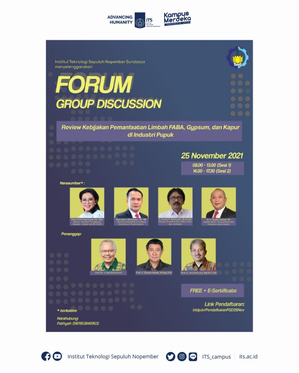 its_campus's tweet photo. #ITSUpdate

ITS akan menyelenggarakan Forum Group Discussion (FGD) berkaitan dengan Kebijakan Pemanfaatan Limbah FABA-Gypsum-Kapur dari Industri Pupuk.

#ITSSurabaya #ITSCampus #ForumGroup #Limbah #PemanfaatanLimbah  #IndustriPupuk https://t.co/irwZd03G7V