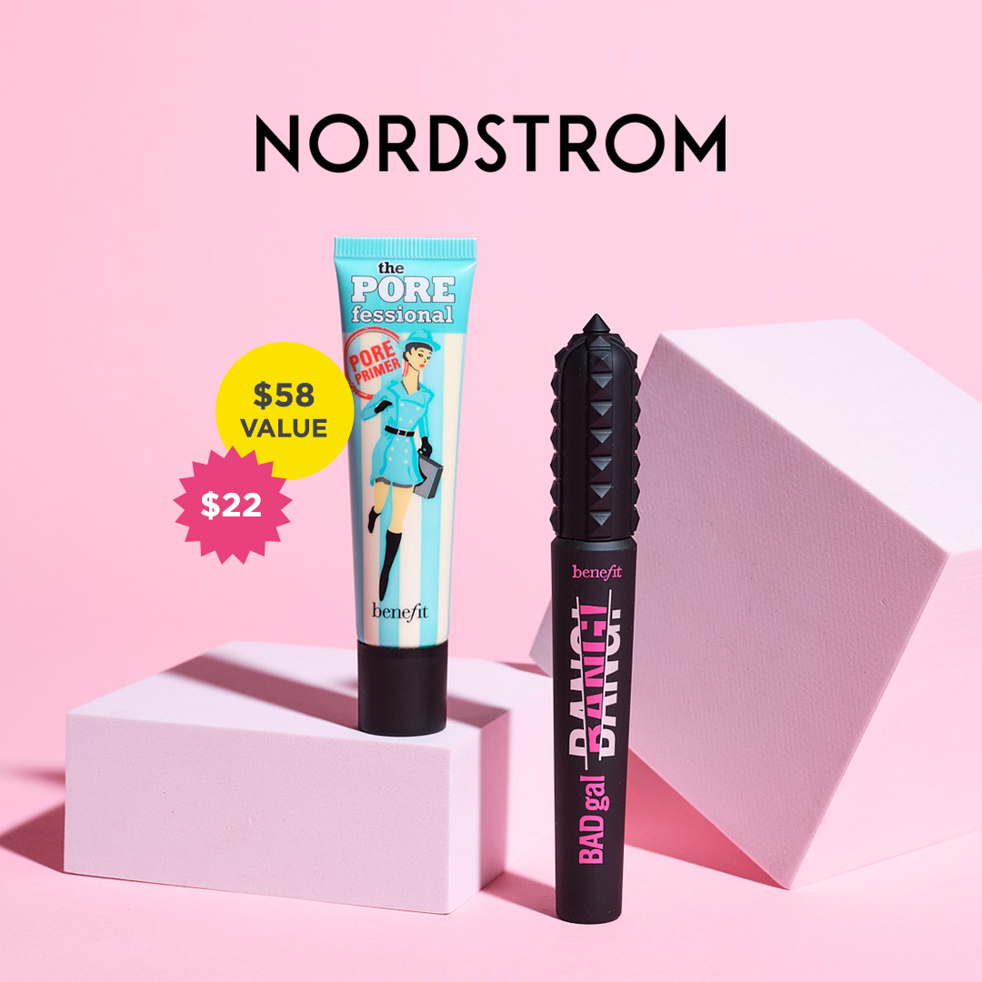 BenefitBeauty's tweet image. @Nordstrom 
🏷 Full-size #BADgalBANG volumizing mascara + #POREfessional face primer - $22 ($58 value) | TODAY ONLY