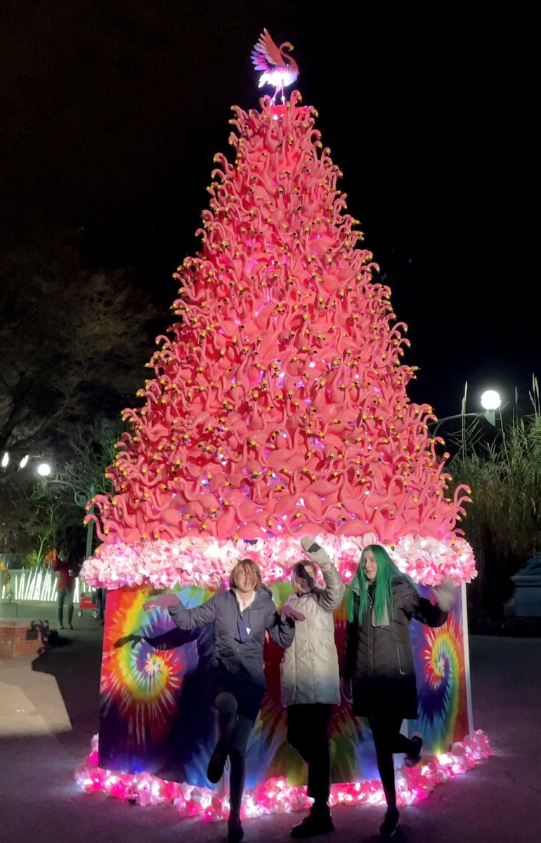 Kateywrites's tweet photo. The @phillyzoo has a tree made entirely of flamingos and this is how holiday decorating should be done. #goals #luminature https://t.co/HXpEcIwPoh