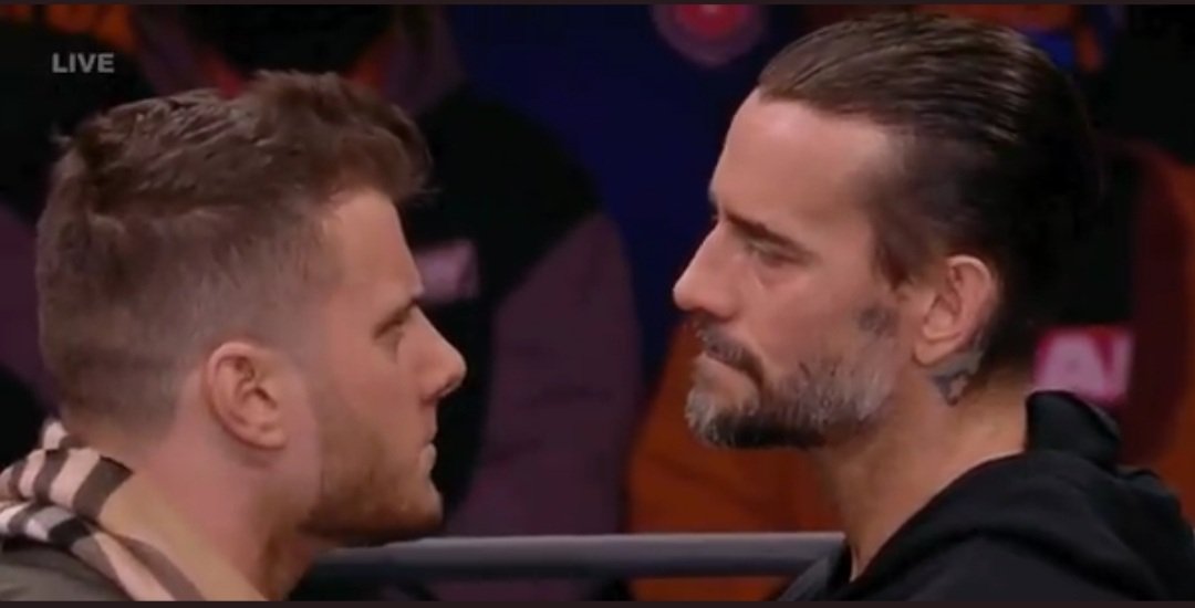 TheClosedFist's tweet photo. The best promo battle in forever... #LessFamousMiz #AEWDyanmite #WrestlingCommunity #CMPunk #MJF https://t.co/wvqTCaRj0b