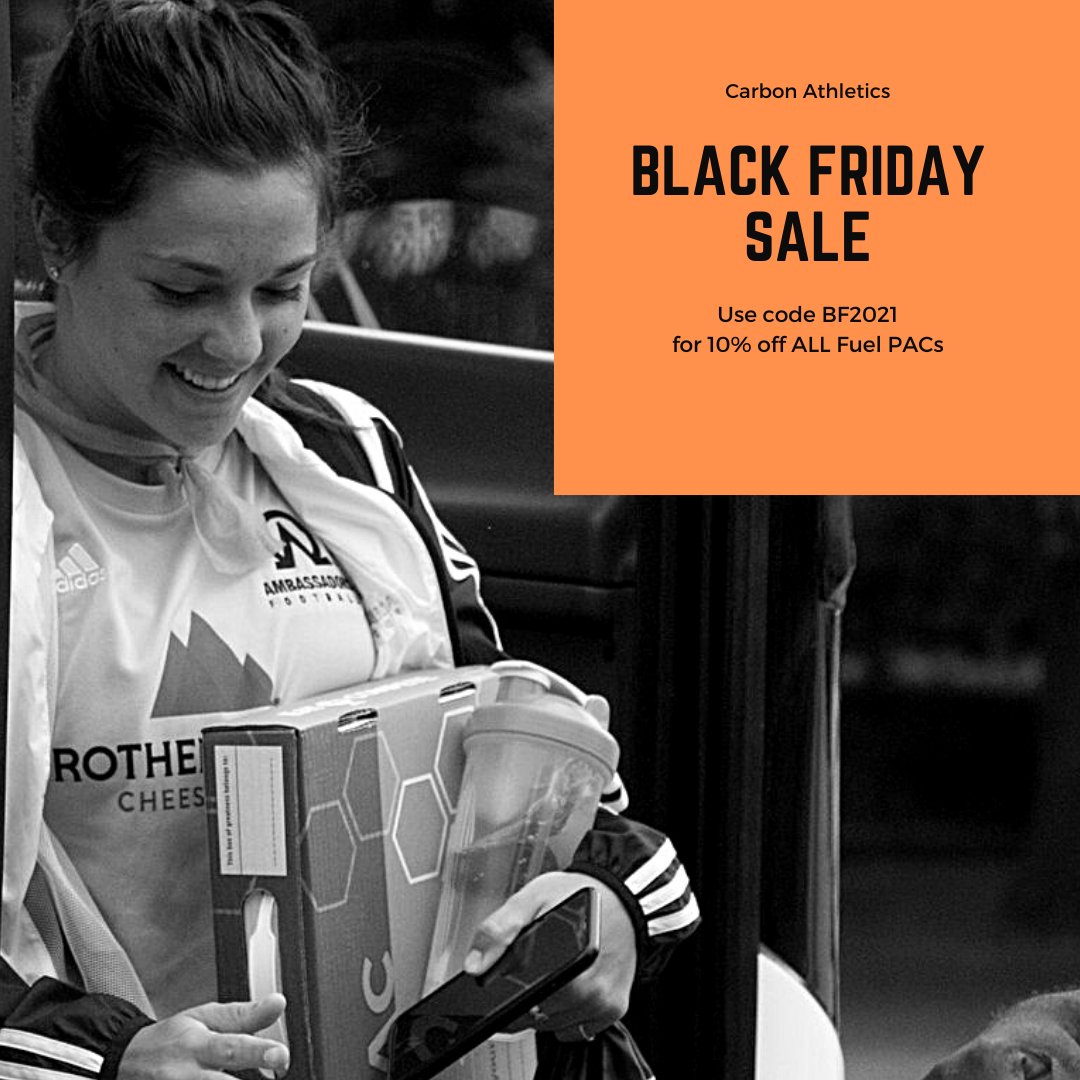 We're in our final hours of our #BlackFriday sale - don't miss out! Use code BF2021 for 10% all Fuel PACs! Shop here >>  carbon-athletics.com

#BlackFriday2021 #ShopSmall #smallbusinesslove #athletenutrition #sportsnutrition #CarbonAthletics