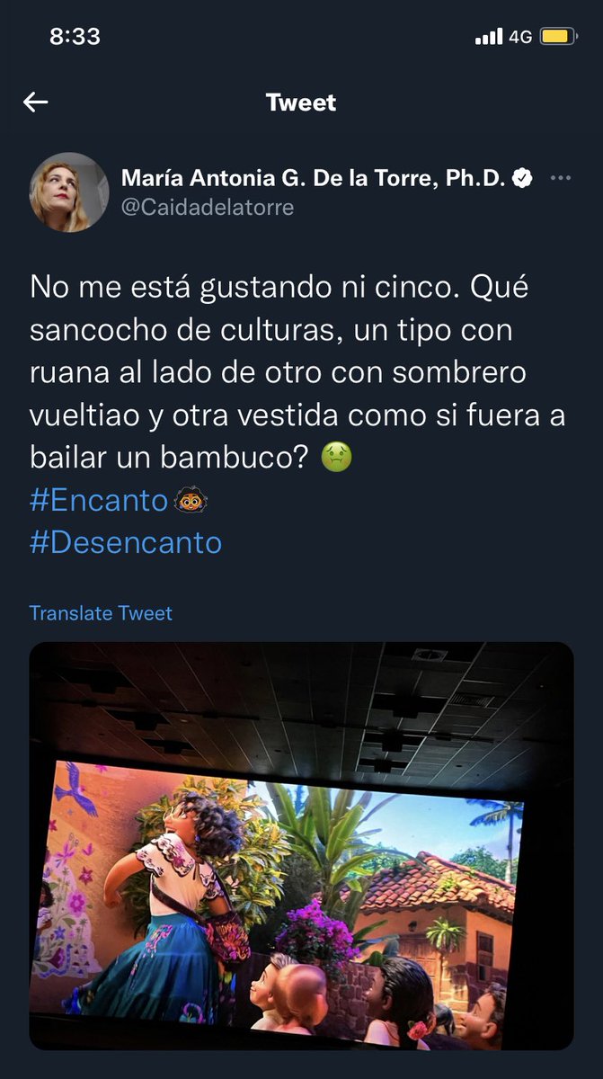 Esta señora en verdad no entendió nada. Vale si no le gustó, pero el “sancocho” al que se refiere con desprecio, es la representación de una realidad muy fuerte. 
Cada quien que piense lo que sea, pero #encantomovie , para mi,  es hermosa.