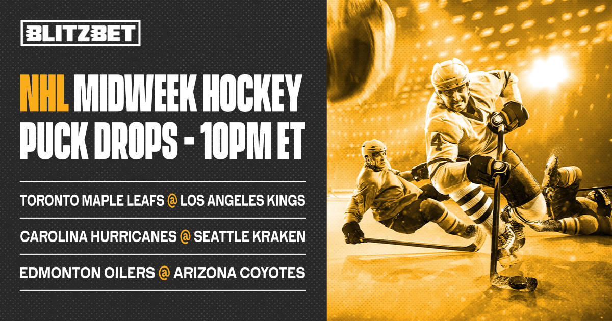 BlitzBet's tweet photo. #NHL on Wednesday Night 🏒
3️⃣ games at 🕙 10pm ET

#LeafsForever @ GoKingsGo
#LetsGoCanes @ #SeaKraken
#LetsGoOilers @ Yotes

All markets ⤵️
https://t.co/U5j51O8rna

#NHLBetting #TORvsLAK #CARvsSEA #EDMvsARI https://t.co/giMTGcph88