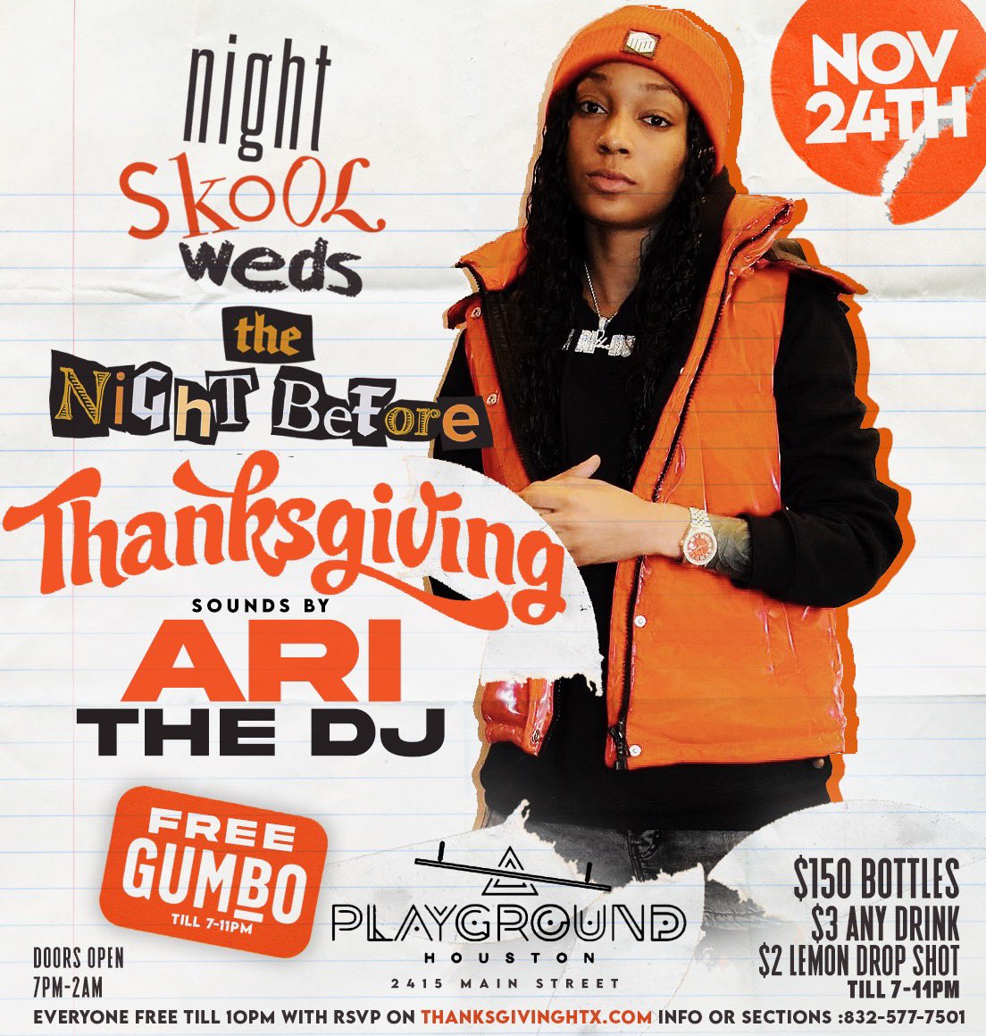 FlyGuyHouston's tweet image. Playground tonight over 3k ppl confirmed visit thanksgivinghtx.com to RSVP now