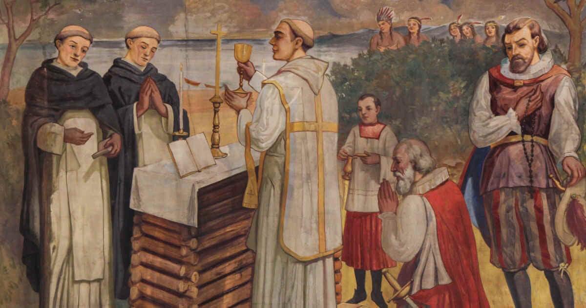 Just a friendly reminder to all that the First “Thanksgiving” celebrated on these shores was a Catholic Mass offered on  September 8th, 1565, some time earlier than the Puritan one in November, 1621.