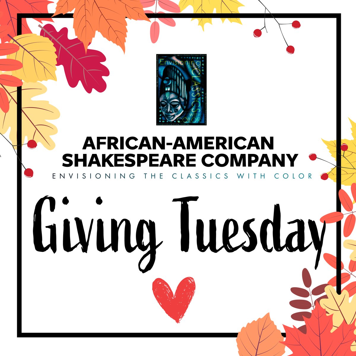 Sprinkle the magic this holiday season as we continue to bring communities together through our productions. Join the global movement this #GivingTuesday as we need your support to continue our initiatives! 

Link to securely donate to AASC: …namericanshakespeare.secure.force.com

#AASC #Donate