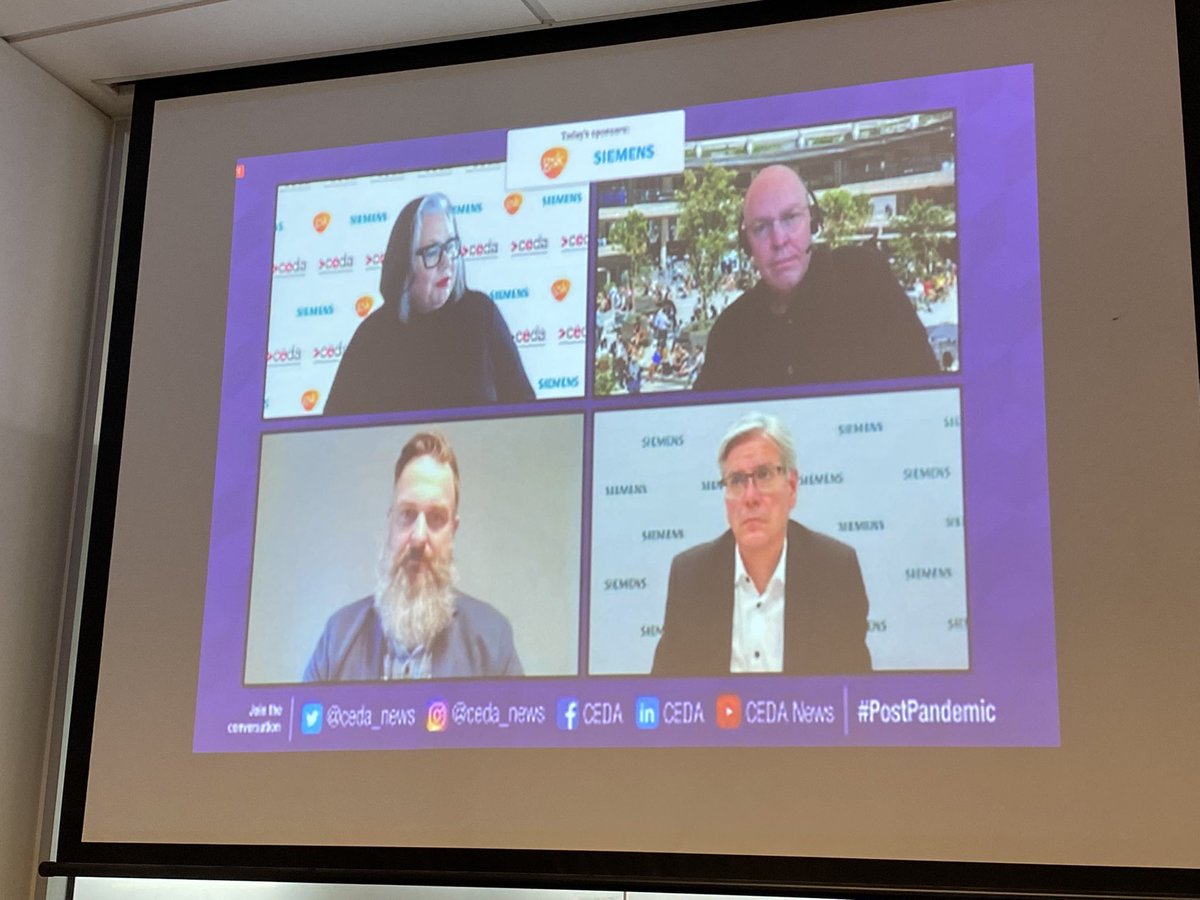 stephdoescience's tweet photo. Perspectives at today’s @ceda_news panel discussion on preparing for future pandemics: flexible working, environmental impacts, engineering a city, and what brings us together - interesting to see how these will shape the future! #pandemictoendemic https://t.co/i0HUbsB7fY