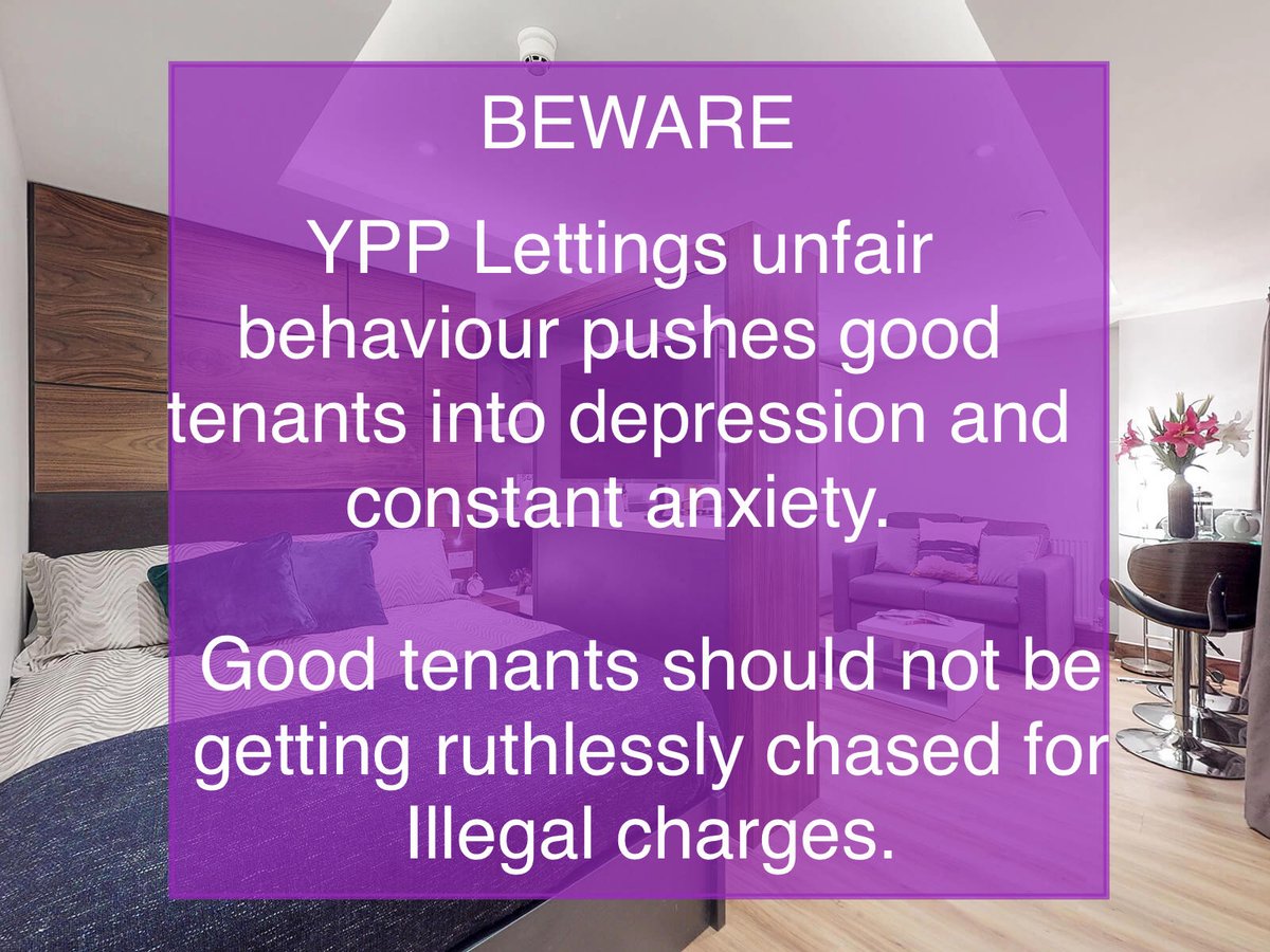 Good tenants should not be getting ruthlessly chased for Illegal charges.

YPP Lettings YPP_Lettings not affiliated with or connected to any similarly-named individuals or brands Water Apollo Hyde Ribbon Blackfriars Clarendon Onyx