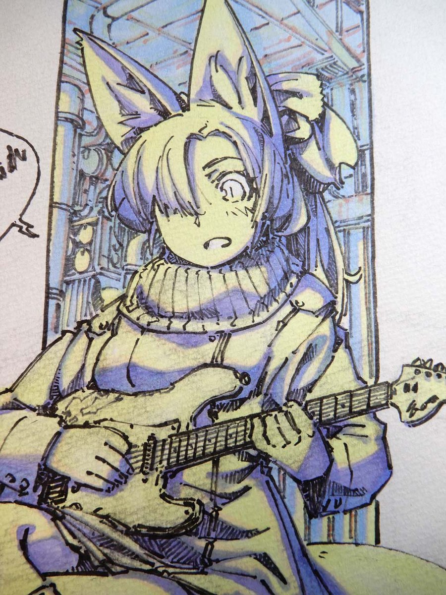 ハイライト。光の当たってる薄黄色の部分です。ここまでは全部コピックでやっていて、いつもより透明感があります。 